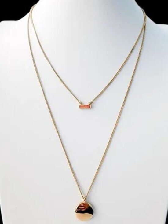 J. CREW Jewelry - J. CREW SIMPLE SOPHISTICATED DOUBLE CHAIN GOLDEN DISK AND GOLDEN BAR NECKLACE 36
